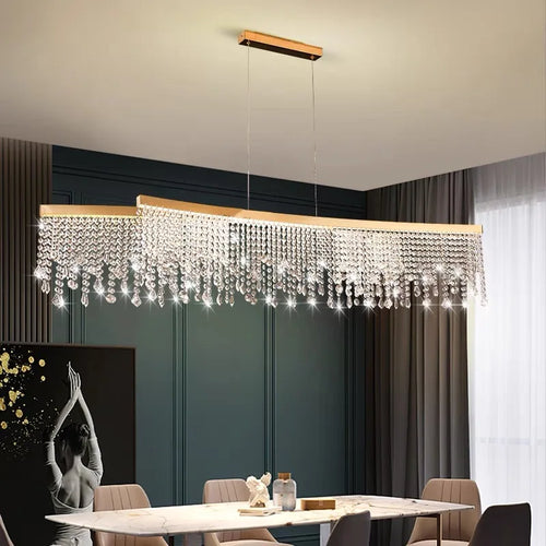Modern crystal chandelier with circular design and luxury suspended lighting - vue 4 sur 9