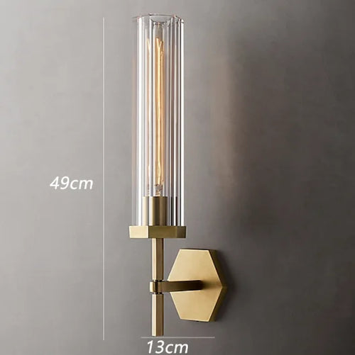 American luxury LED wall light with crystal and gold metal shade - vue 10 sur 11