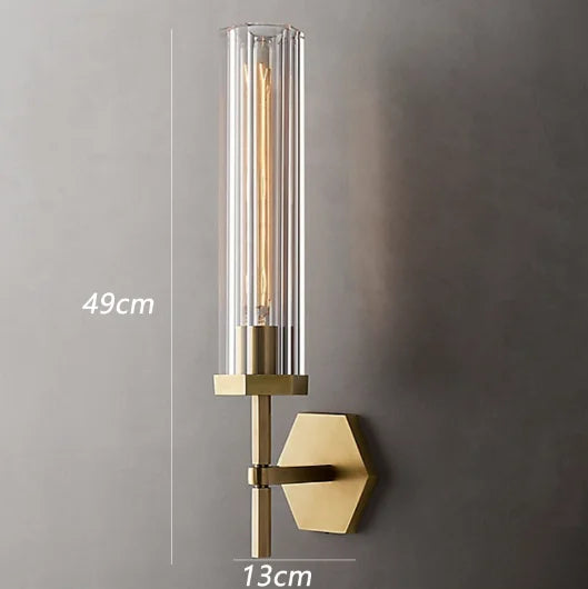 American luxury LED wall light with crystal and gold metal shade - vue 9 sur 11