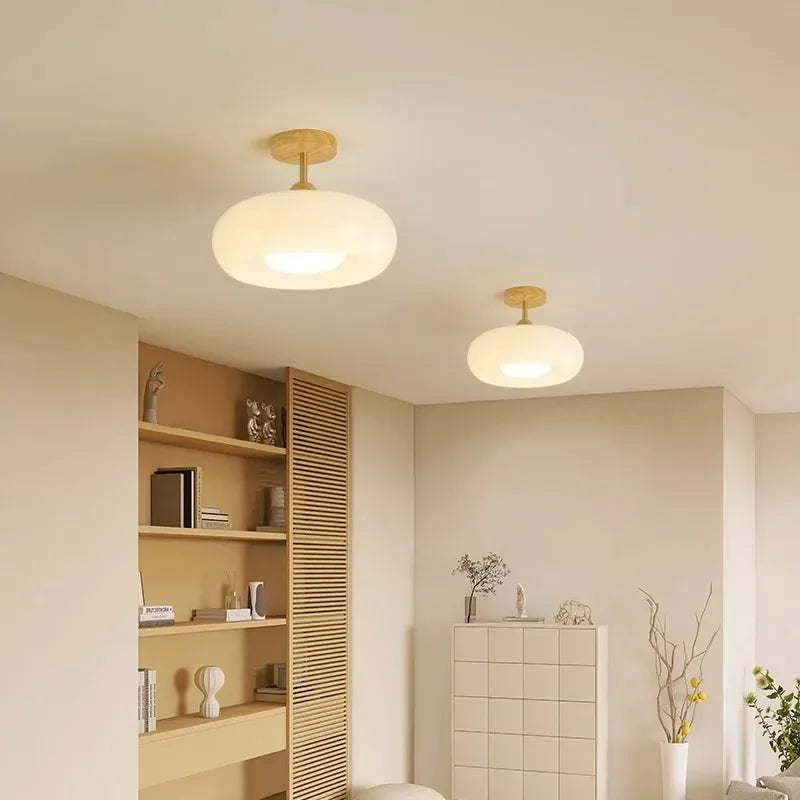 Khaki Japanese style ceiling light - vue 3 sur 8