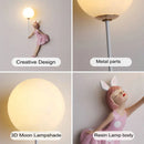 Creative 3d wall light with moon lampshade for girls’ nursery