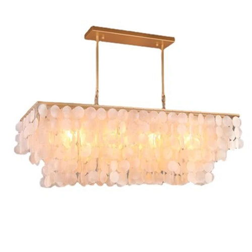 2024 Modern simple living room Scandinavian shell dining room romantic light luxury checkroom B&amp;B rectangular suction chandelier - vue 4 sur 7