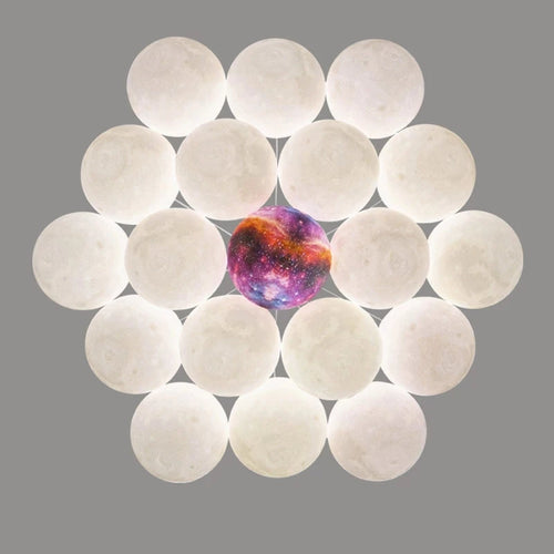 Nordic glass ball planet moon 3D printed creative chandelier - vue 5 sur 12