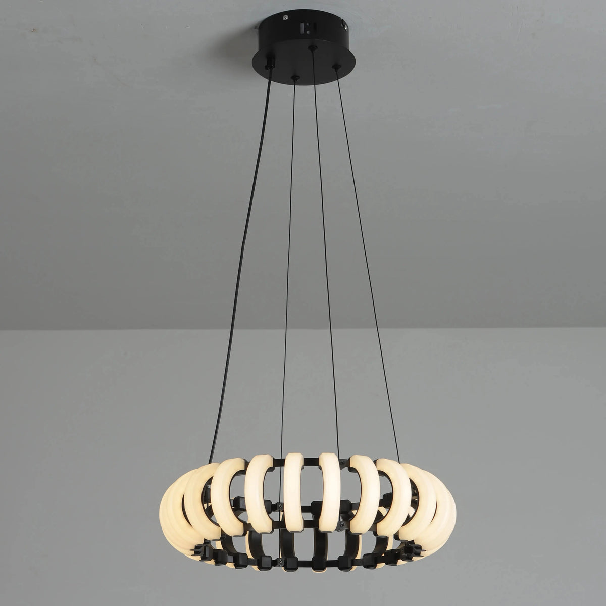 Modern round nordic LED designer pendant lamp for atmospheric decor - vue 9 sur 9