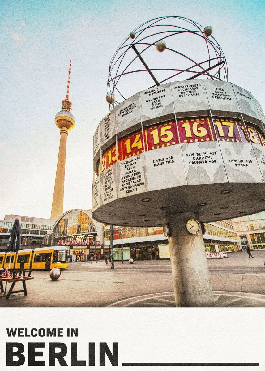 Decorative poster of tourist landmarks in German cities