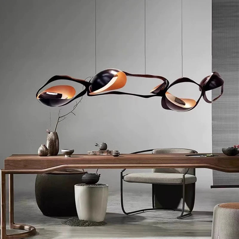 Modern black and copper designer chandelier