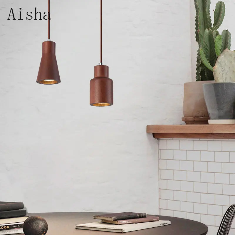 Nordic walnut wood pendant light for elegant interiors
