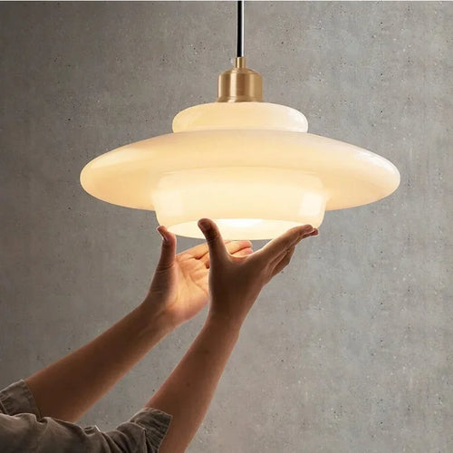 Minimalist glass chandelier for modern interior decor - vue 2 sur 9
