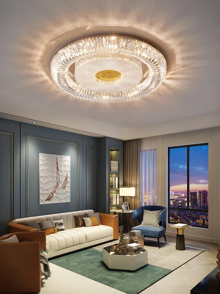 Modern dimmable LED crystal gold silver ceiling light