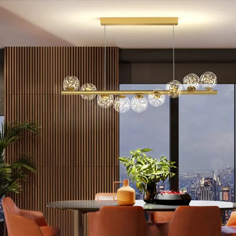 Modern glass ball chandelier pendant light - vue 4 sur 12