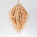 Rattan bamboo woven pendant light with straw hat shade pastoral decor