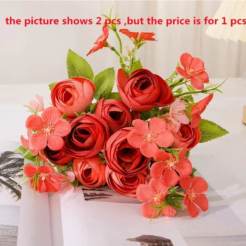 Artificial silk flower bouquet for interior decoration