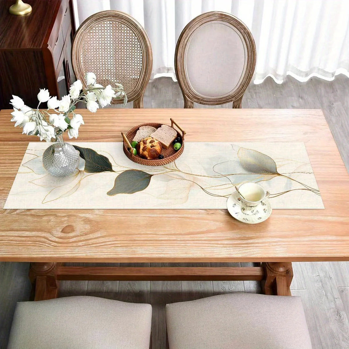 Abstract leaf table runner with botanical style - vue 5 sur 6