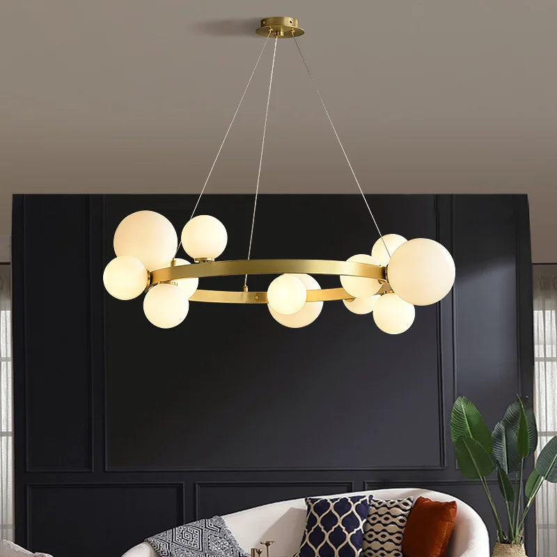 Adjustable height bubble ball LED pendant light - vue 5 sur 13