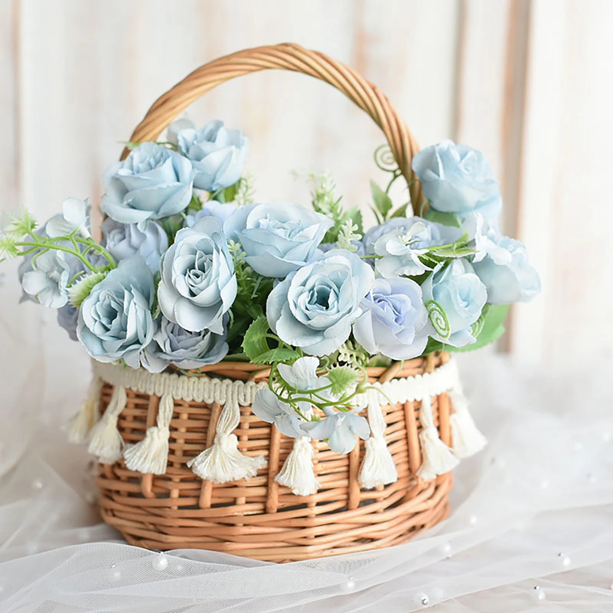 wedding flower basket with bow tie large capacity versatile - vue 3 sur 16
