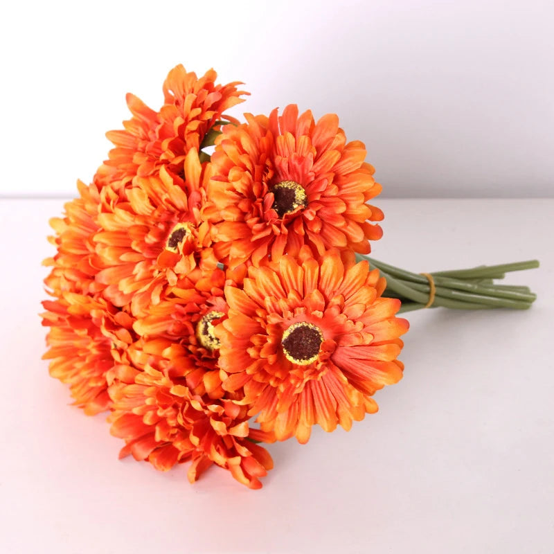 Set of artificial gerbera flower heads for indoor and outdoor decoration