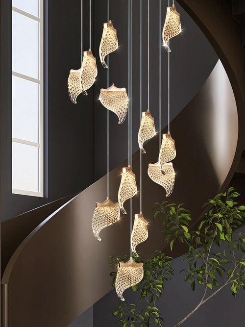 Modern LED chandelier suspended designer lighting for contemporary spaces - vue 3 sur 15