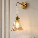 Vintage glass wall light with brass socket