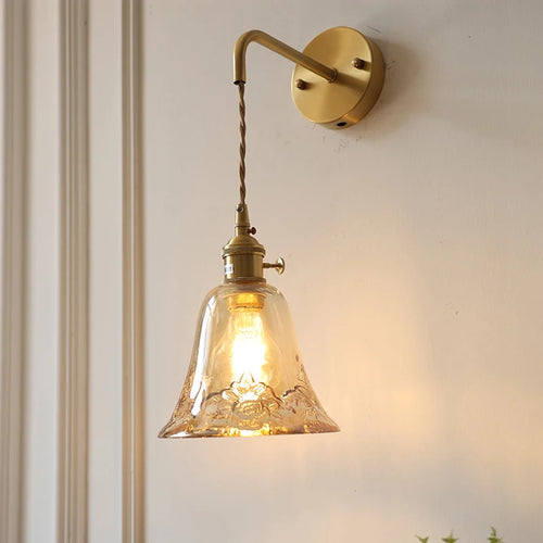 Vintage glass wall light with brass socket - vue 5 sur 21