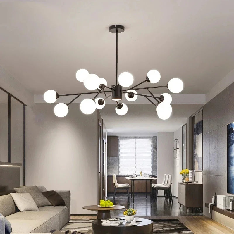 Nordic glass chandelier magic bean designer home decor - vue 3 sur 14