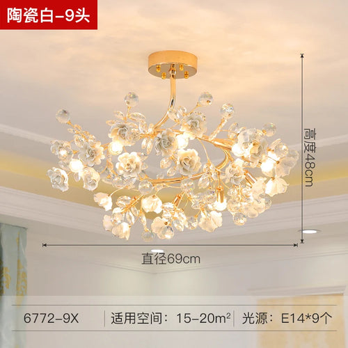 Italian ceramic chandelier with crystal lighting for weddings and interiors - vue 11 sur 14