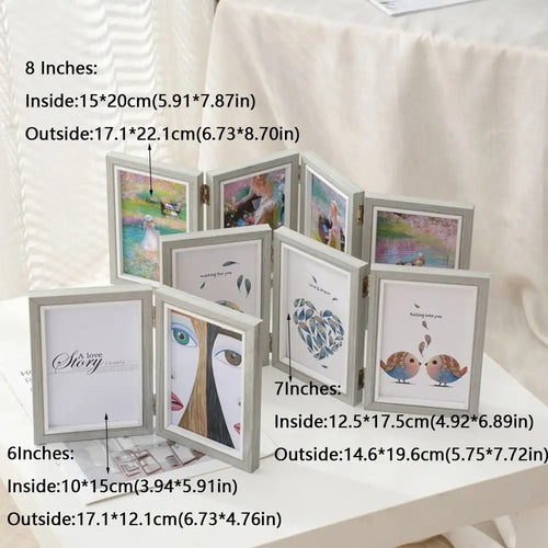 Foldable wooden photo frame for desktop album - vue 6 sur 14