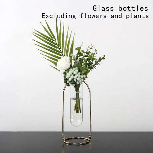 geometric wrought metal vase for modern decoration
