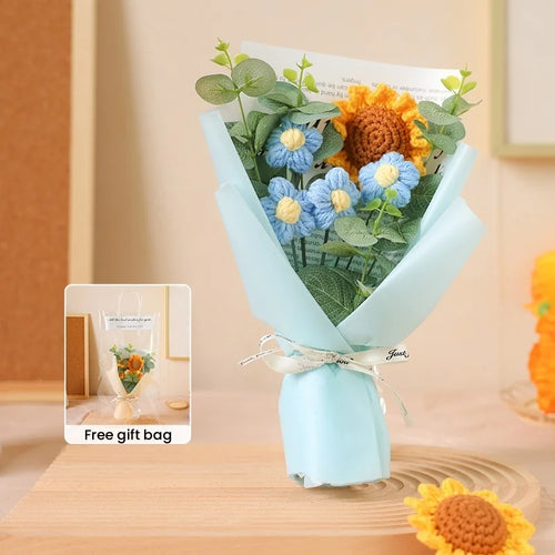 Handmade crochet sunflower bouquet for gifts and decorations - vue 8 sur 13