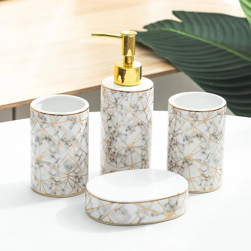 set of four ceramic bathroom accessories - vue 7 sur 6