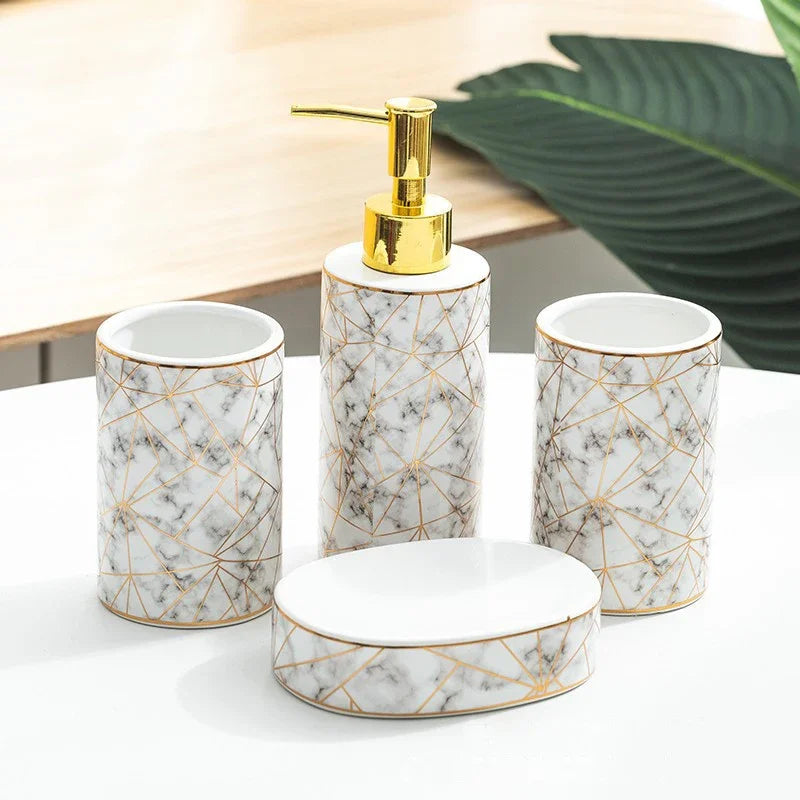 set of four ceramic bathroom accessories - vue 6 sur 6