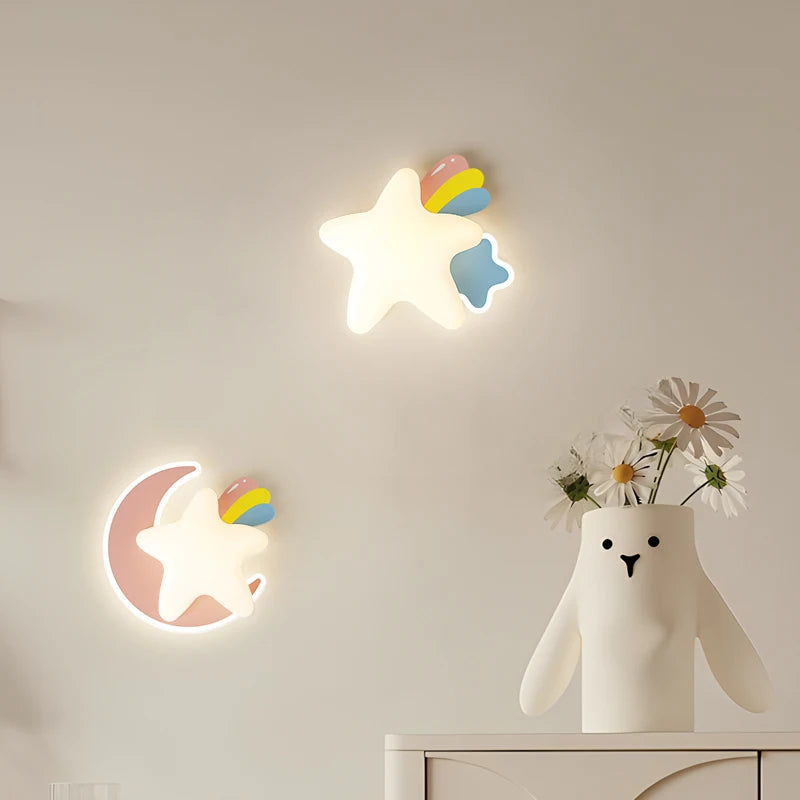 children's designer princess star wall light for bedroom - vue 4 sur 10