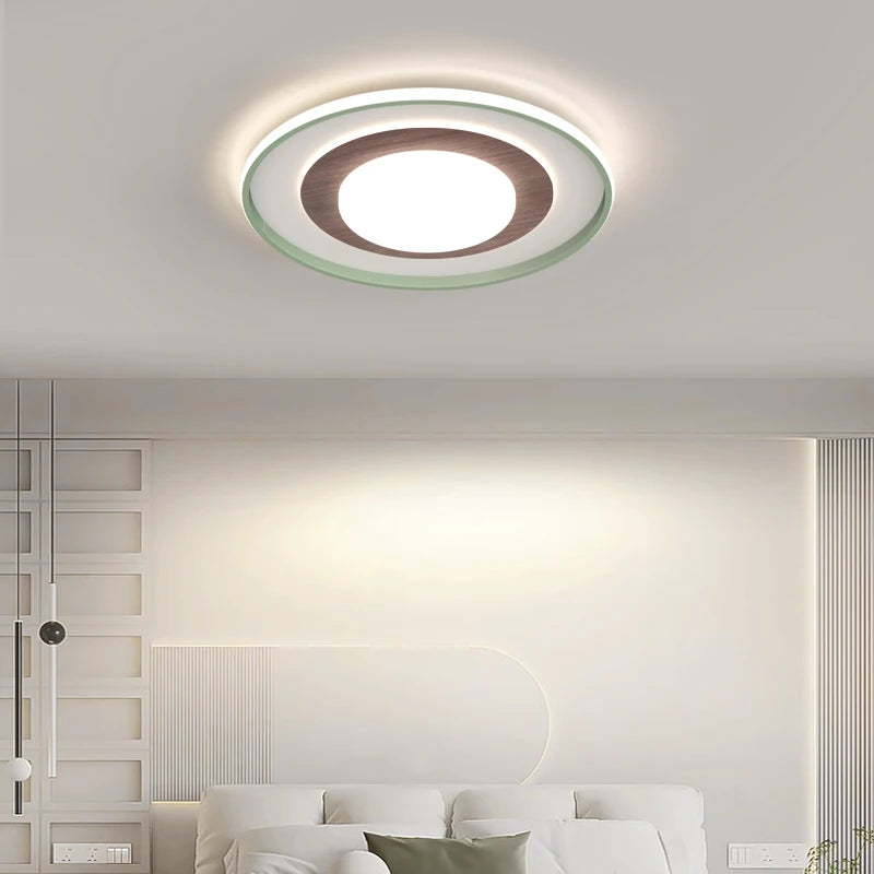 Minimalist square wood grain living room lamp - vue 5 sur 18