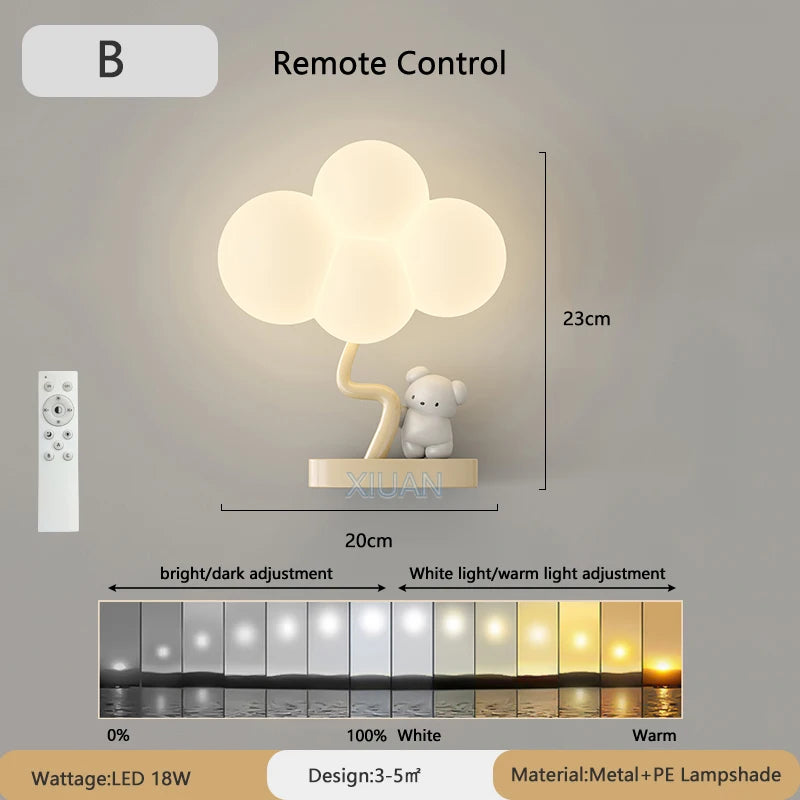 Creative bear and monkey wall lamp for baby - vue 10 sur 10