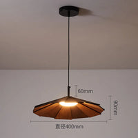 Handmade Japanese wabi-sabi walnut pendant light for restaurant and cafe