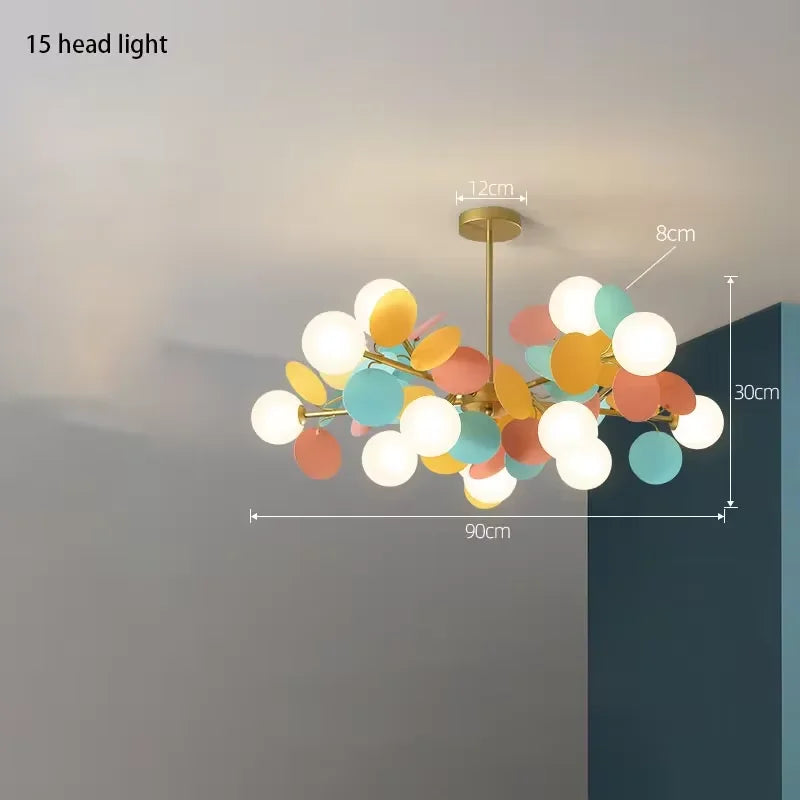 Modern glass chandelier with golden grape design pendant lights