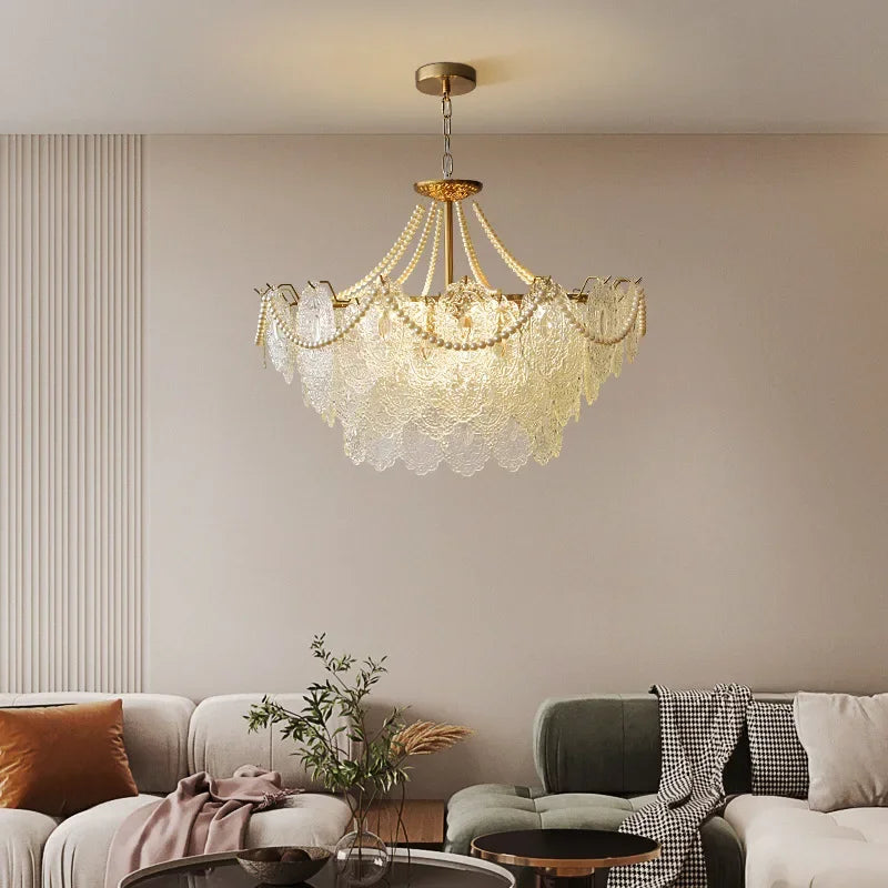 Modern clear glass French style luxury pendant light - vue 4 sur 18