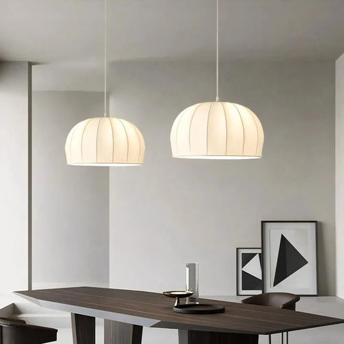 Retro fabric pendant light wabi sabi style for interior decor - vue 2 sur 9