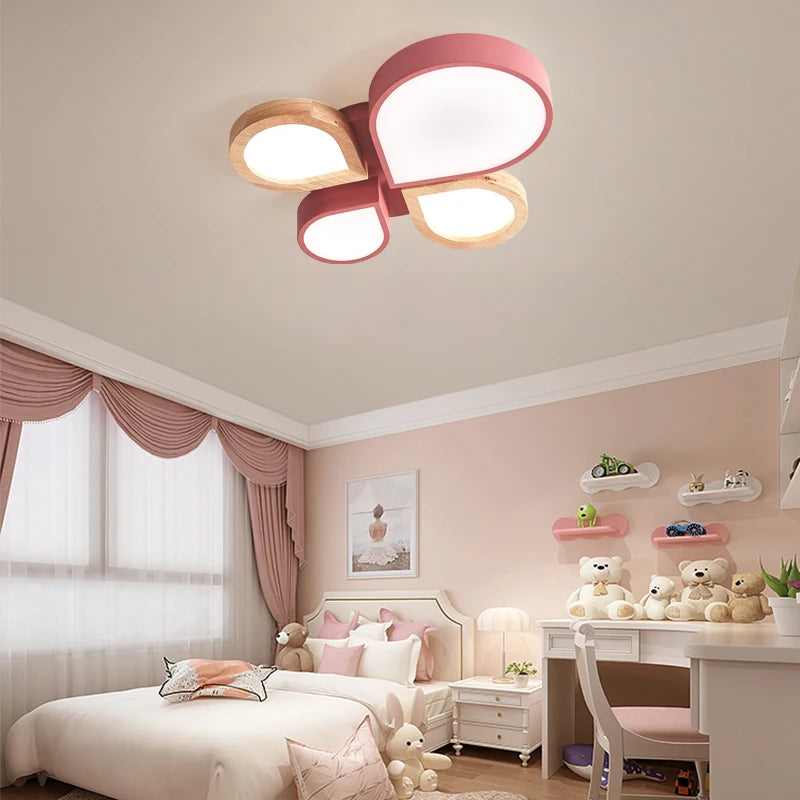 Nordic romantic wood art modern LED chandelier