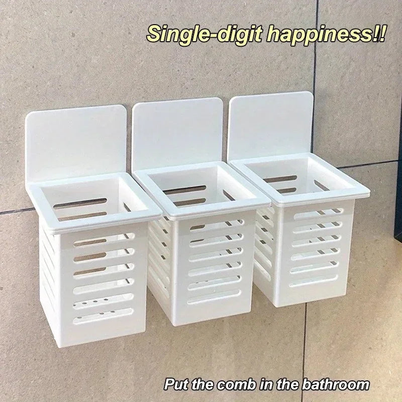 Self-adhesive wall-mounted toothpaste and toothbrush holder - vue 3 sur 6