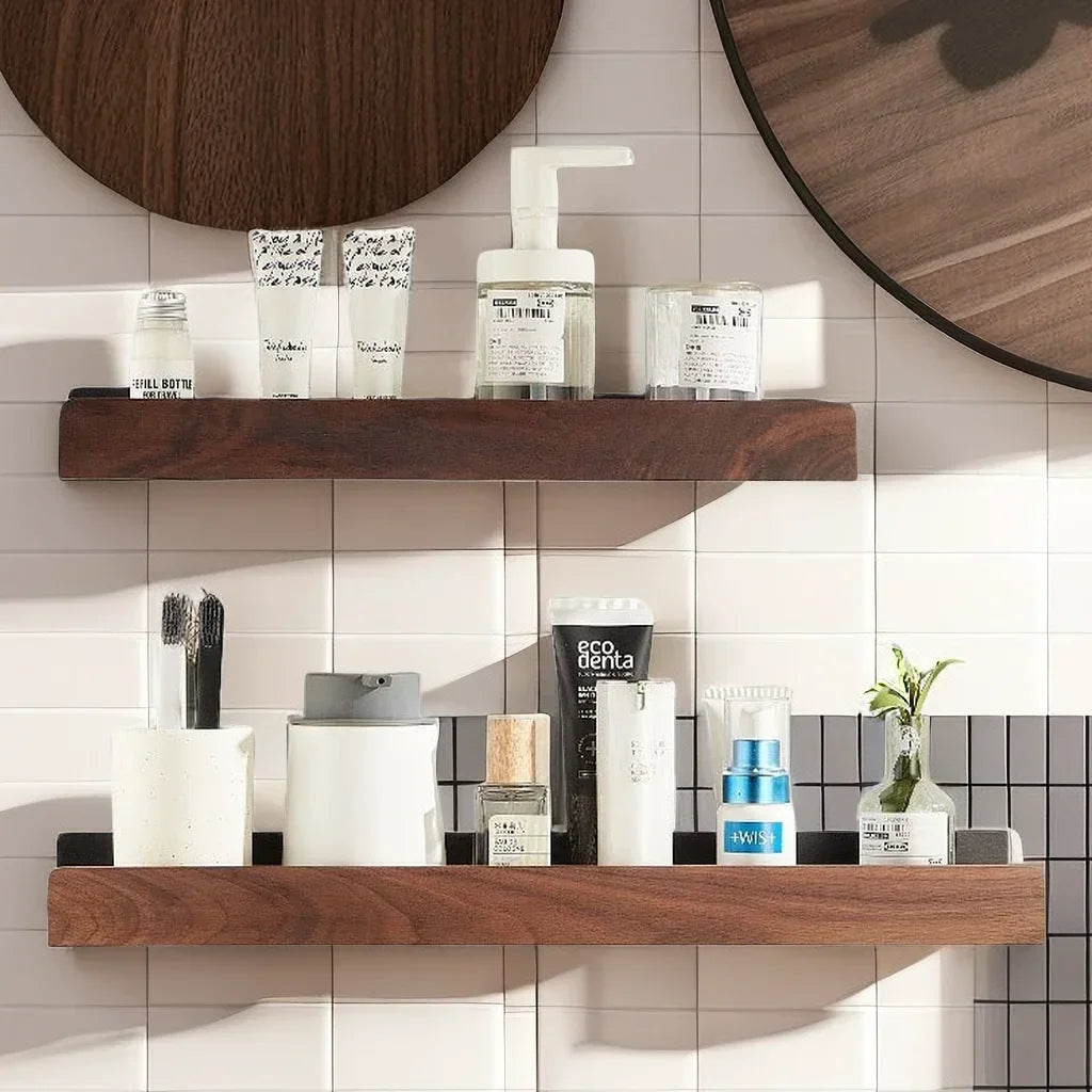 solid wood shelf for storage without drilling