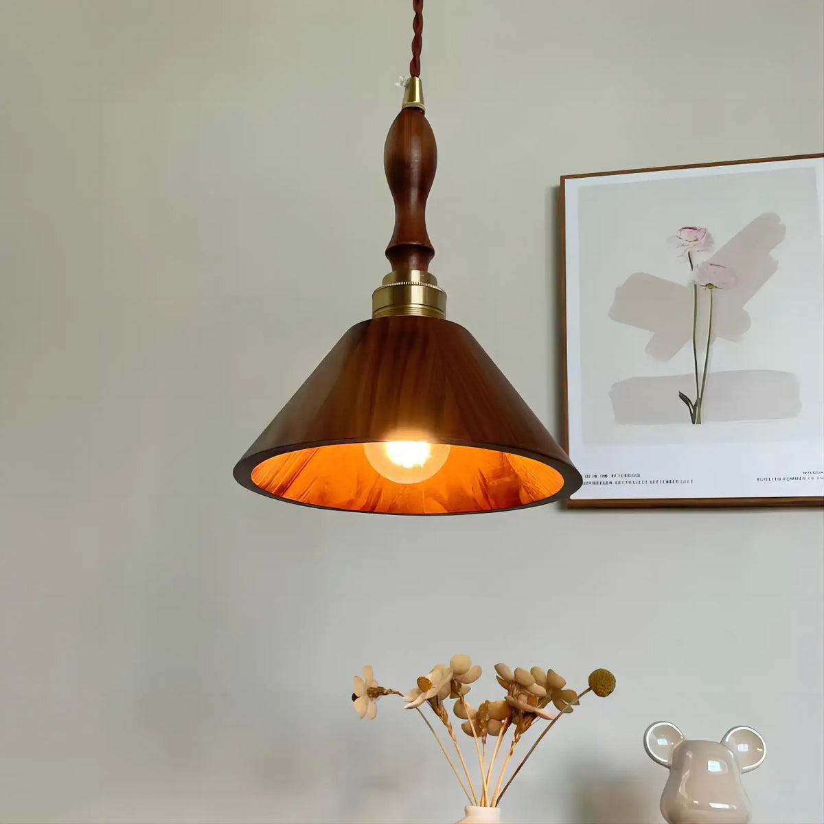 Japanese style solid wood chandelier for elegant interiors - vue 3 sur 7