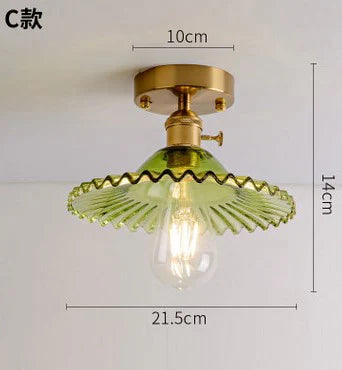 Modern Japanese retro carved glass ceiling light - vue 10 sur 18