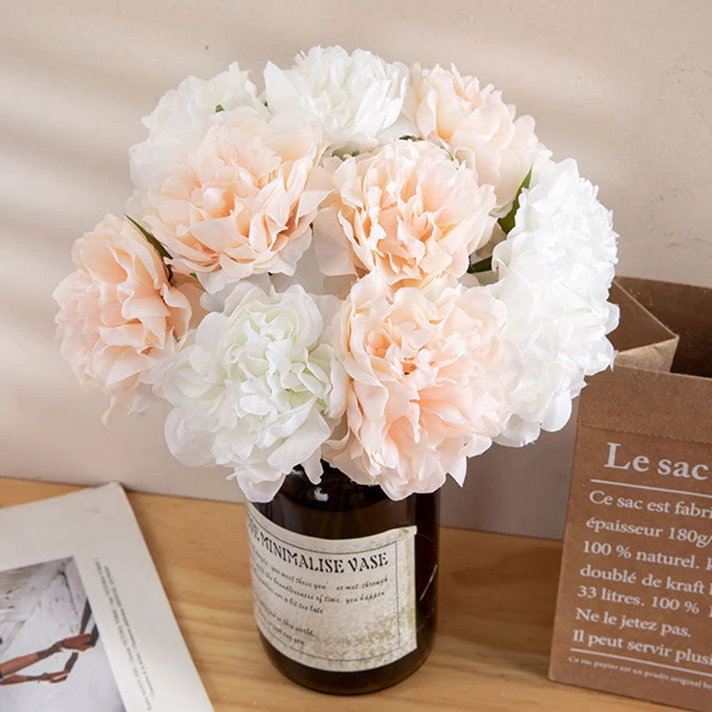Set of 5 artificial peonies for elegant decorations and weddings