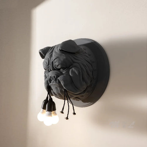 Decorative resin wall light with Nordic dog head design - vue 2 sur 8