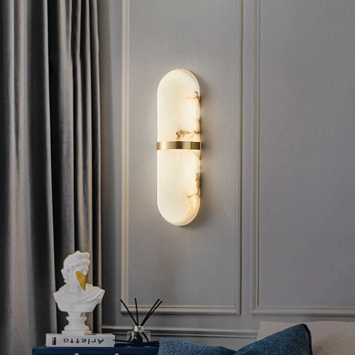 Semi-cylinder LED wall light 18W marble effect bedside lamp for living room, dining room, bathroom, hallway and doorway - wall sconce - vue 4 sur 8