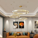 Modern round crystal LED chandelier with dimmable light