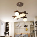 Solid wood airplane pendant light for children