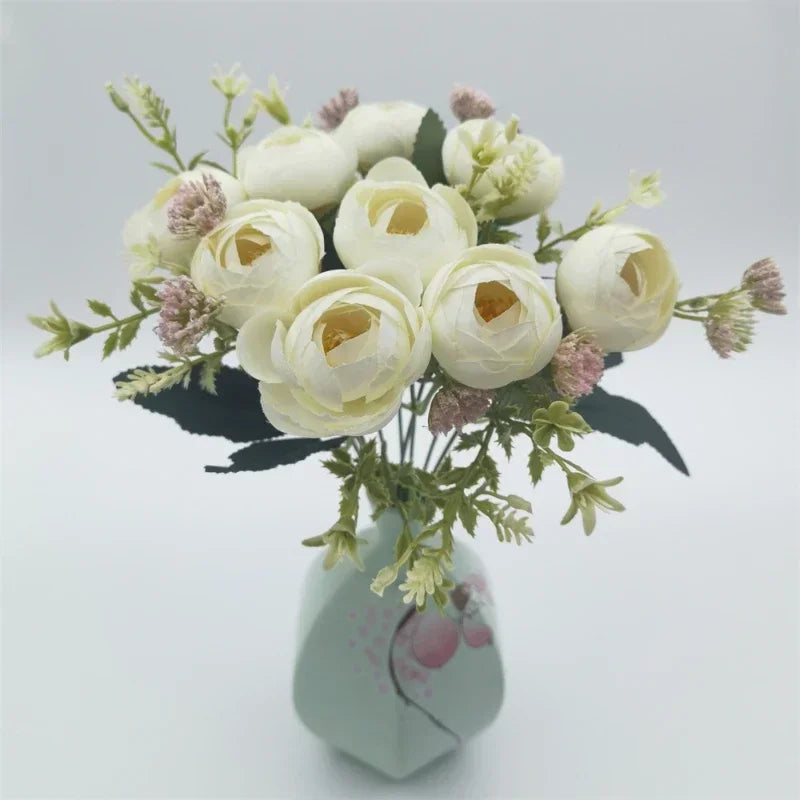 Silk rose bouquet artificial garden decoration flowers - vue 6 sur 12
