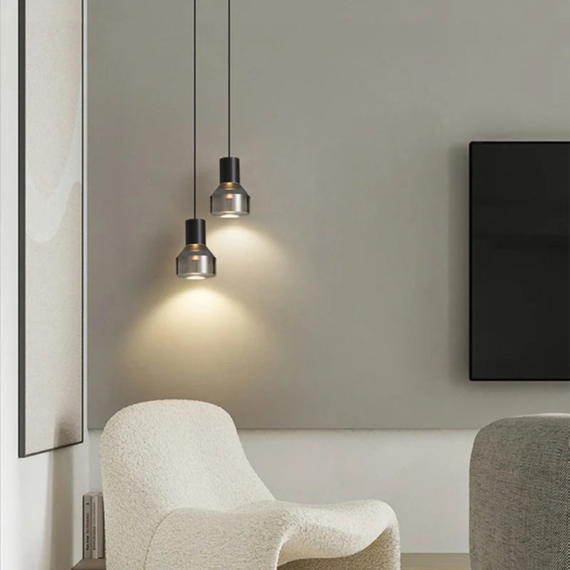 Transparent acrylic pendant light with natural adjustable cord