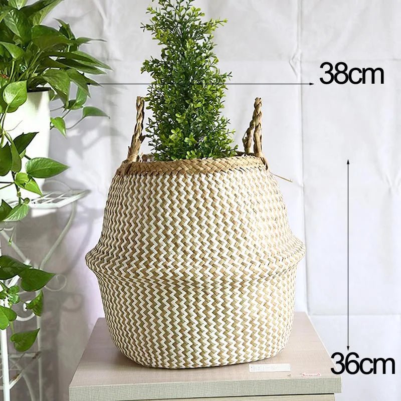foldable wicker storage basket for toys and laundry